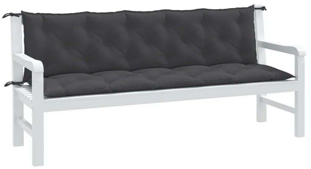 2 db melange antracitszürke szövet kerti padpárna 180x50x7 cm