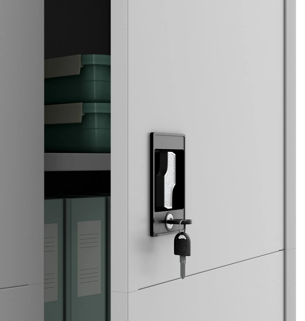 Fém tárolószekrény DAWID, 900 x 1850 x 400 mm, Smart: szürke