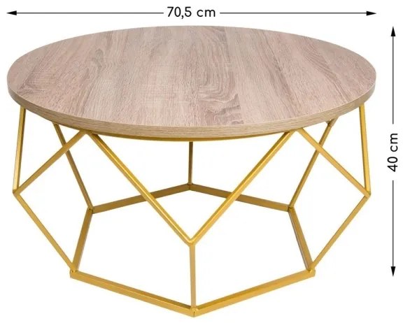 Kávéasztal DIAMOND 40x70 cm arany/barna