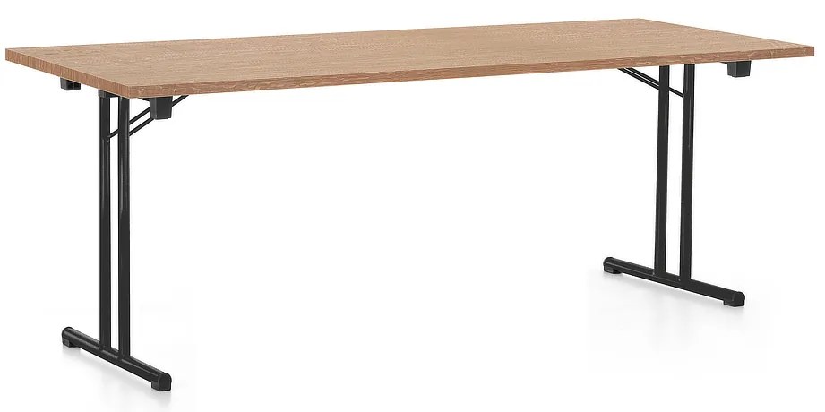 Összecsukható asztal 200 x 80 cm, fekete lábak, tölgy