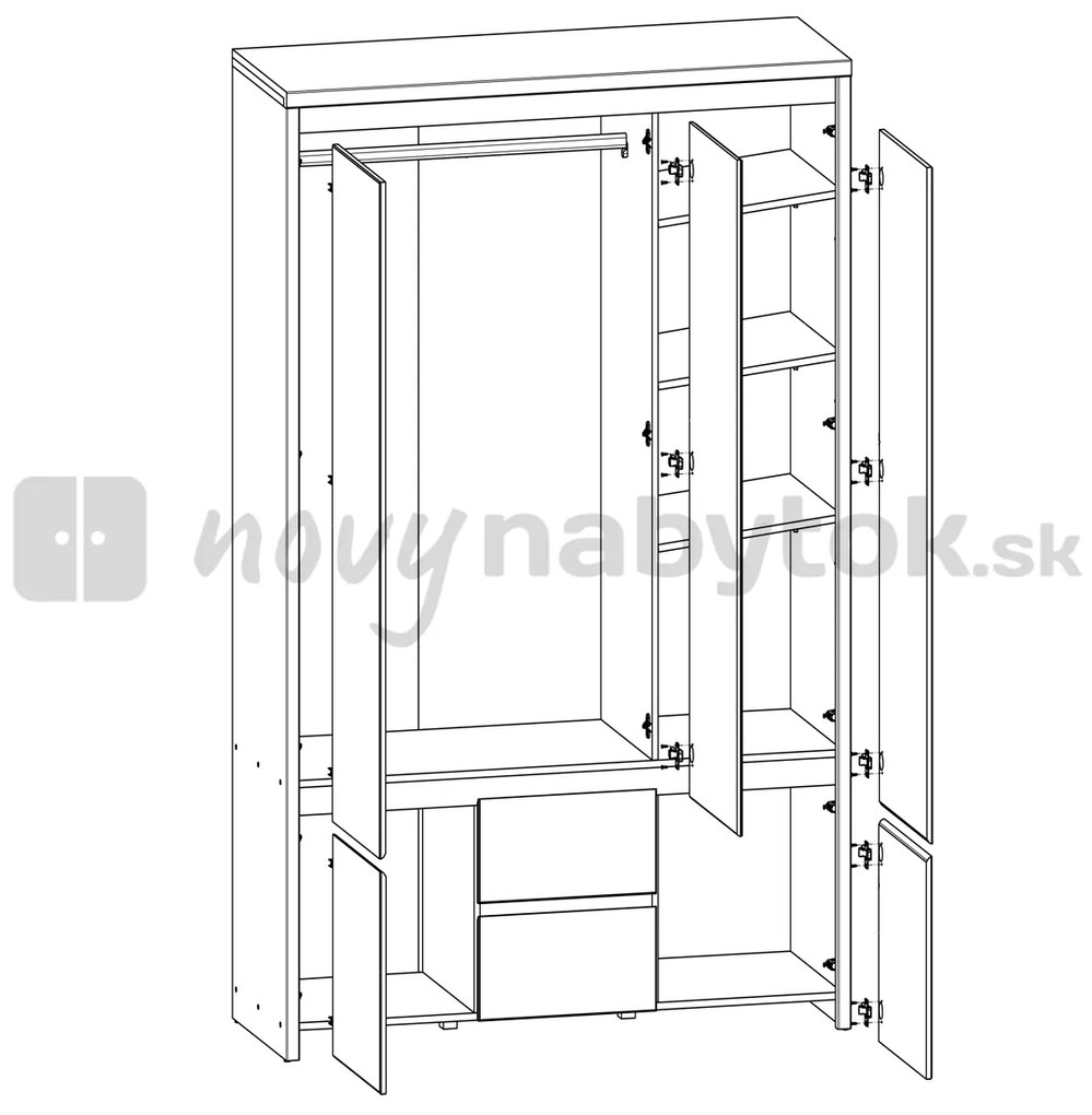 Ruhásszekrény Kasey SZF5D2S (Wenge). Akció -35%. 735091