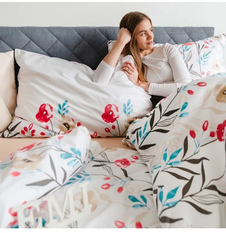 EMI Nice virágos pamut ágyneműhuzat, A standard egyszemélyes ágy szett tartalma: 1x 140x200 + 1x 70x90