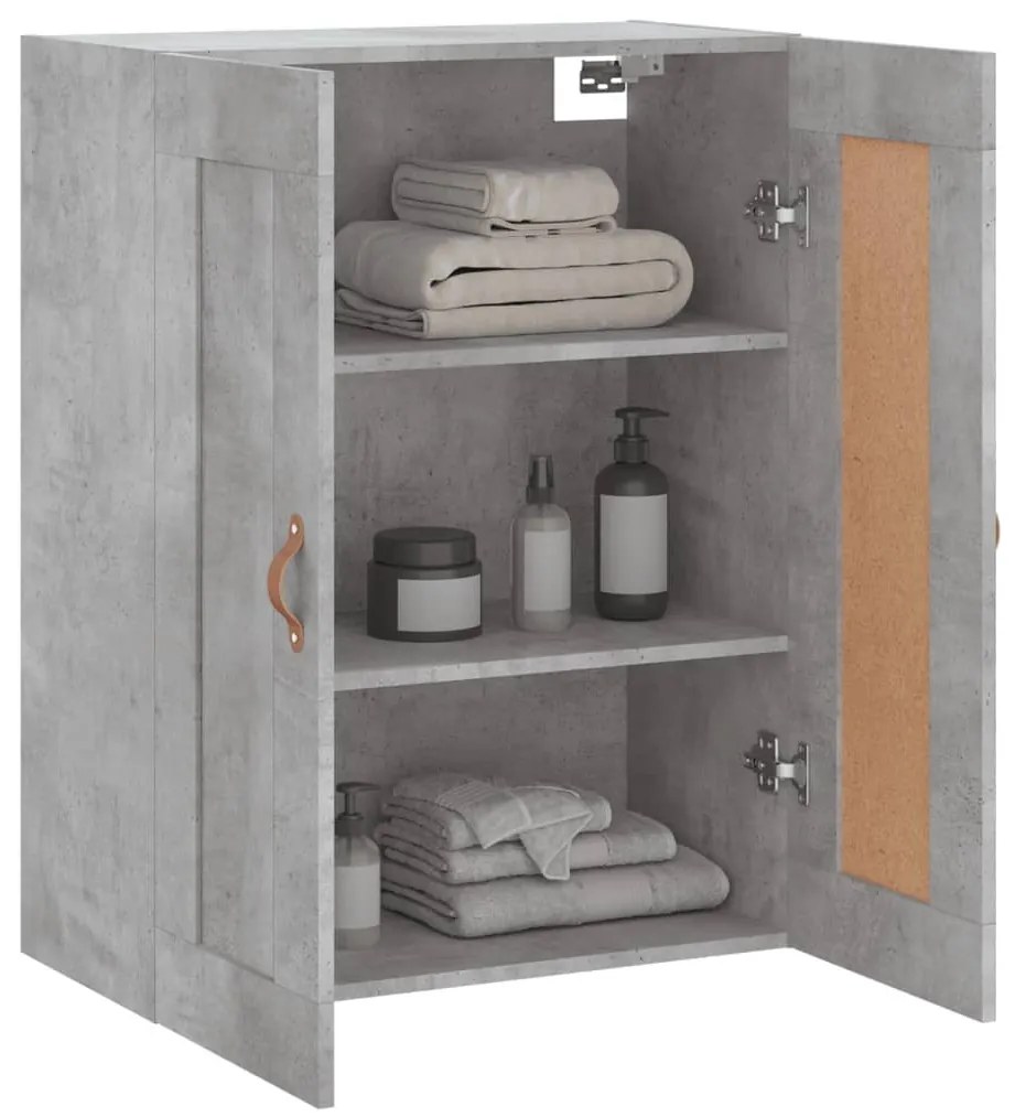 betonszürke szerelt fa fali szekrény 69,5 x 34 x 90 cm