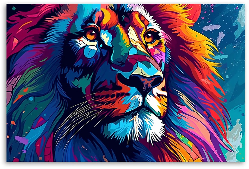 Gario Vászonkép Absztrakt színes oroszlán Méret: 120 x 80 cm