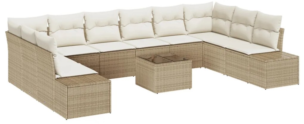Kerti Kanapé Szett 11 pcs bézs és krémszínű 344 x 209 x 85 cm