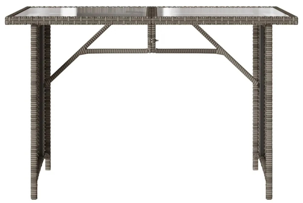 szürke polyrattan üveglapos kerti asztal 110x68x70 cm