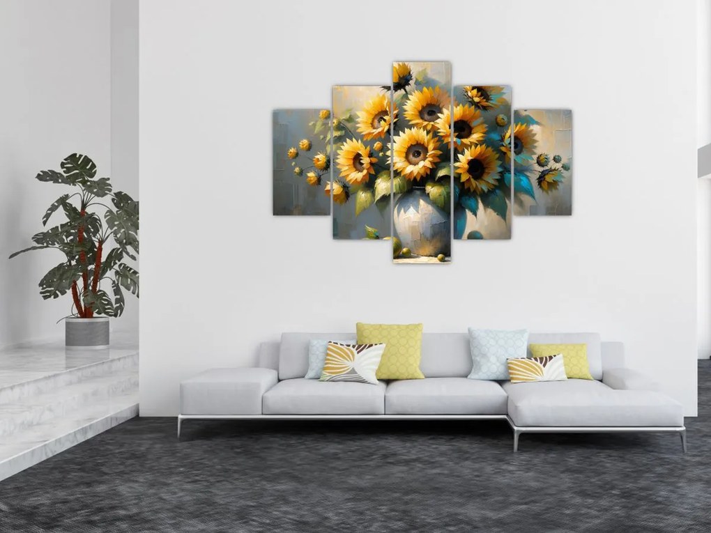 Kép – Napraforgós váza (150x105 cm)