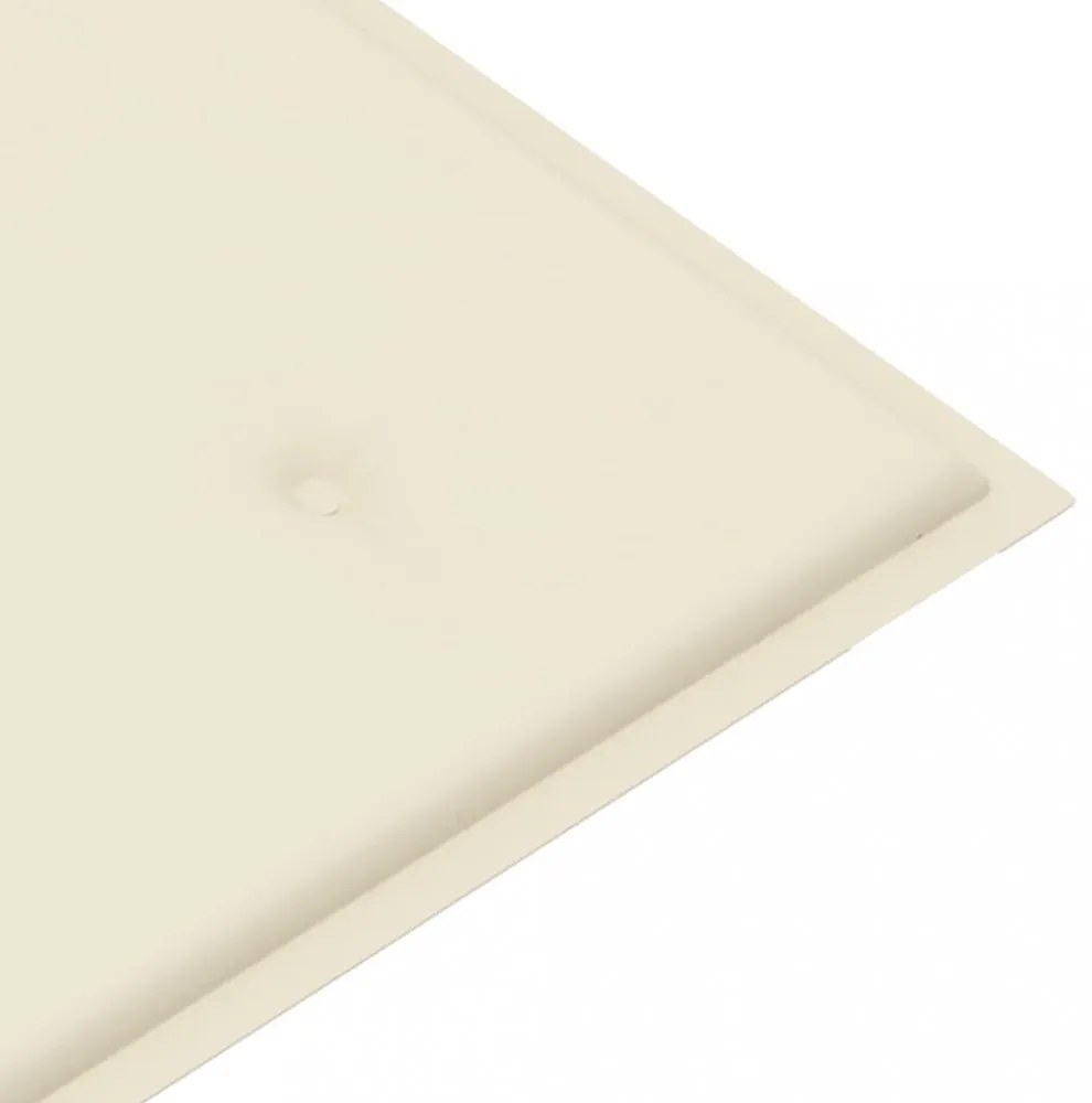 tömör tíkfa kerti pad krémszínű párnával 112 cm