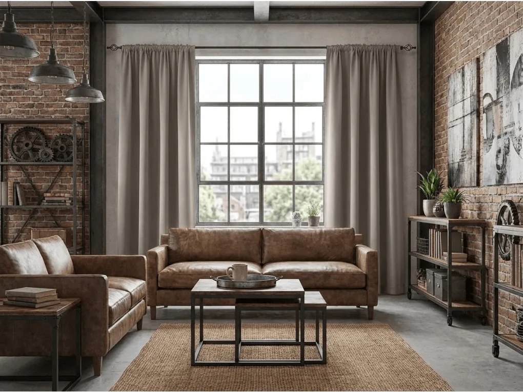 OXFORD szürkésbarna függöny 140x250 cm Felfüggesztés: Fém gyűrűk