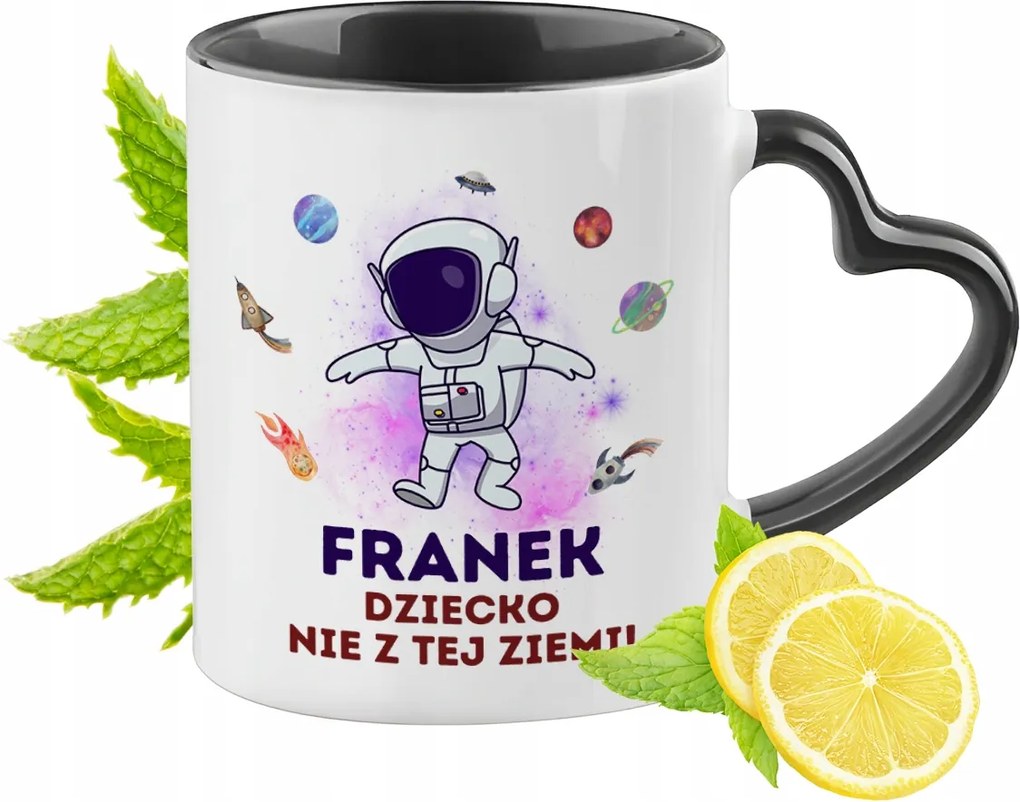 Fekete bögre szív alakú füllel Frank számára Ideális Ajándék
