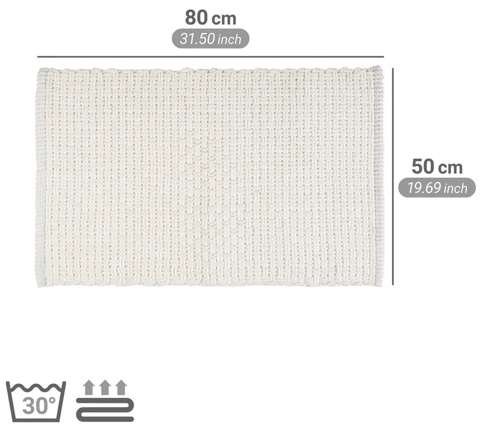 Fehér textil fürdőszobai kilépő 50x80 cm Ecoli – Wenko