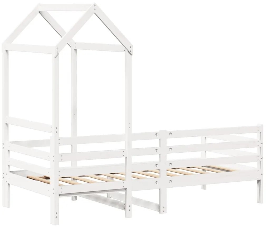 fehér tömör fenyőfa kanapéágy tetővel 80 x 200 cm