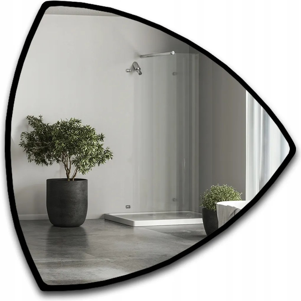 Karo háromszög alakú tükör fekete keretben 80x80 dekoratív