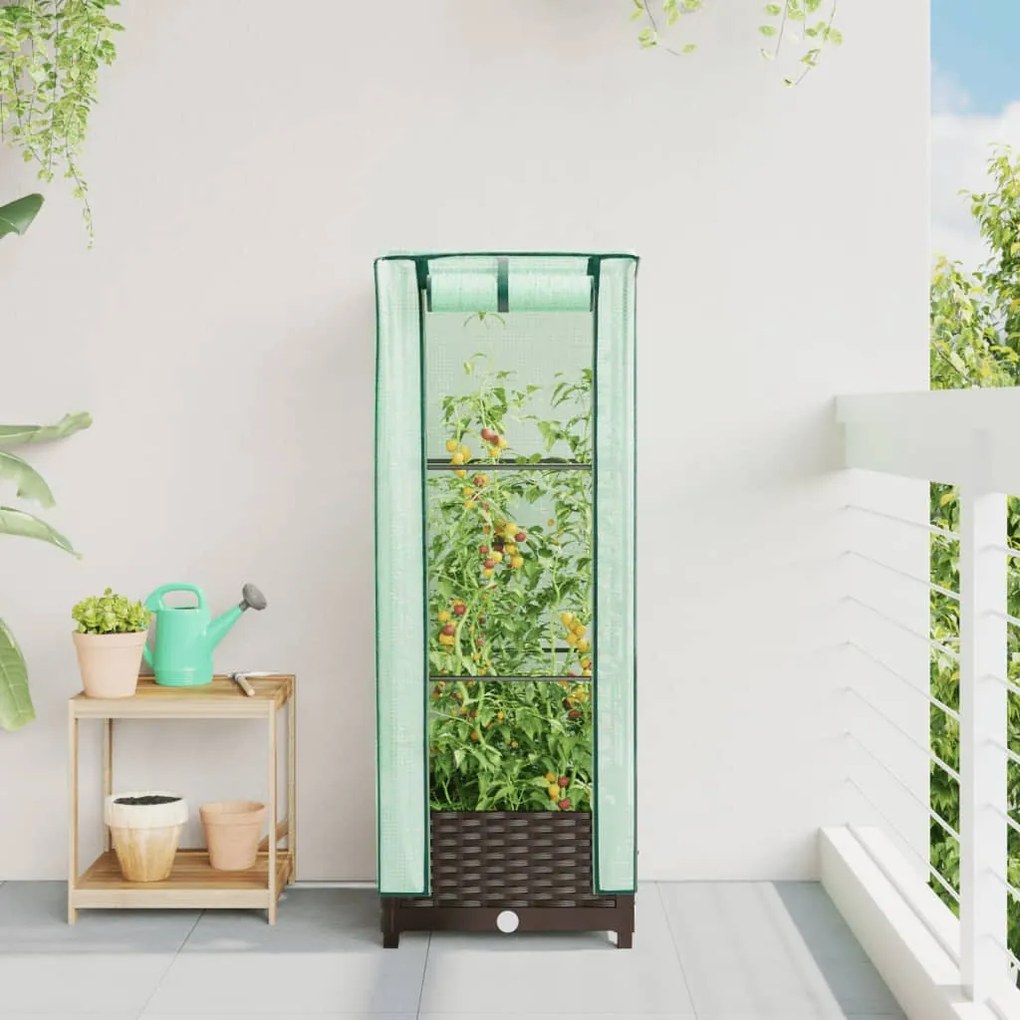 rattan megjelenésű magaságyás melegháztakaróval 40x40x123 cm