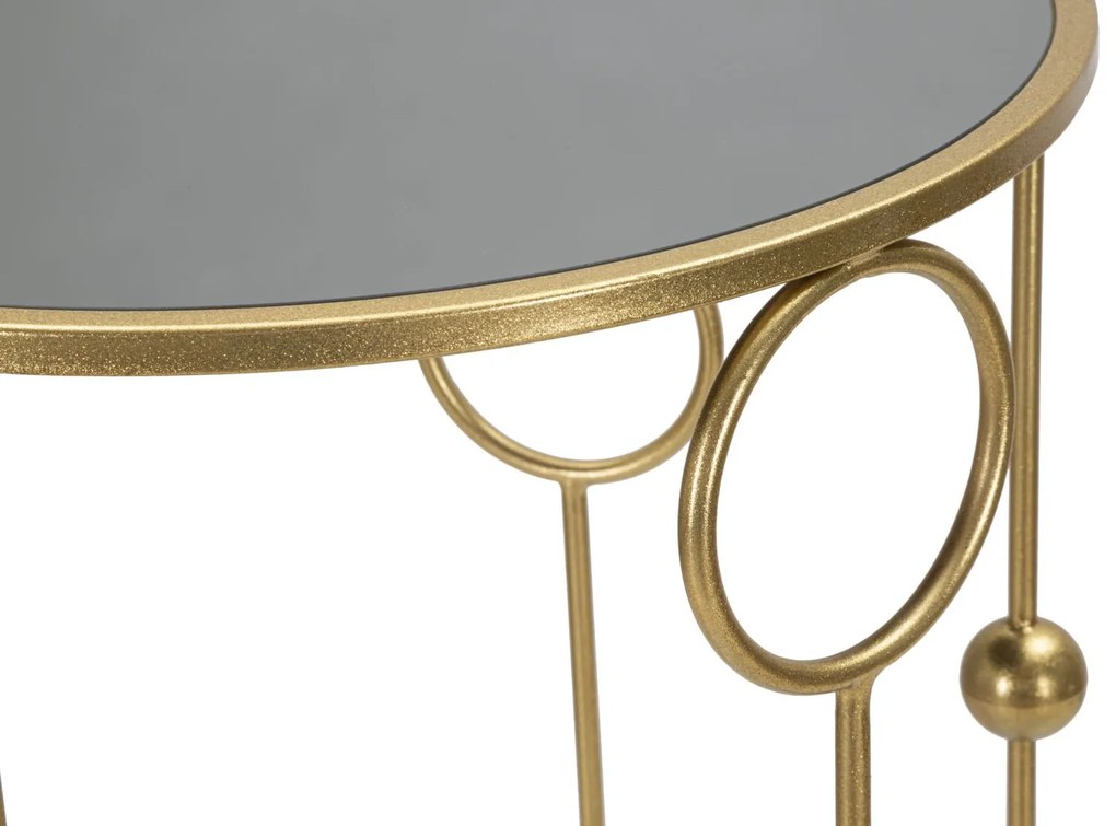 Kerek Arany színű modern kisasztal készlet tükörlappal 2 db