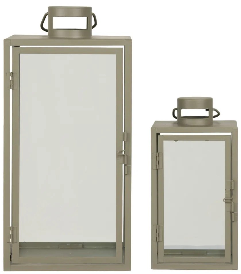 Korfu dekorációs lámpások, fém/üveg, zöld, 2 darabos készlet