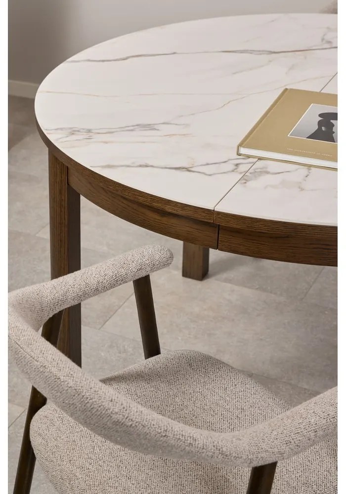 Kerek bővíthető étkezőasztal kerámia asztallappal ø 120 cm Southampton – Actona