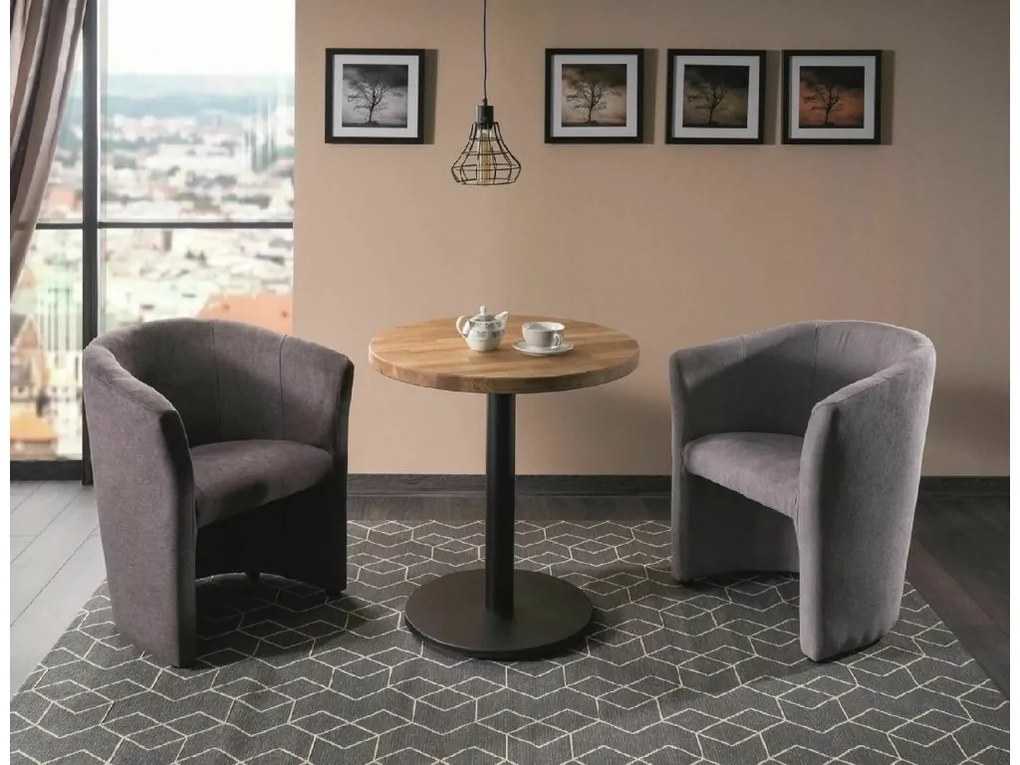 Fekete étkezőasztal tölgy asztallappal PURO II fi 60