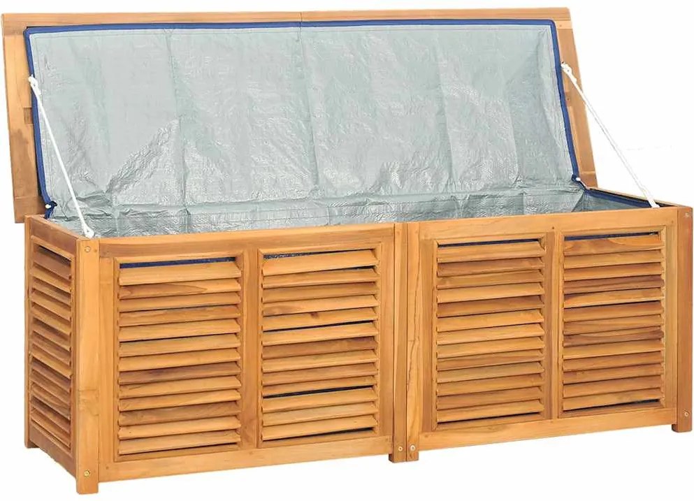 vidaXL tömör tíkfa kerti tárolóláda zsákkal 150 x 50 x 55 cm