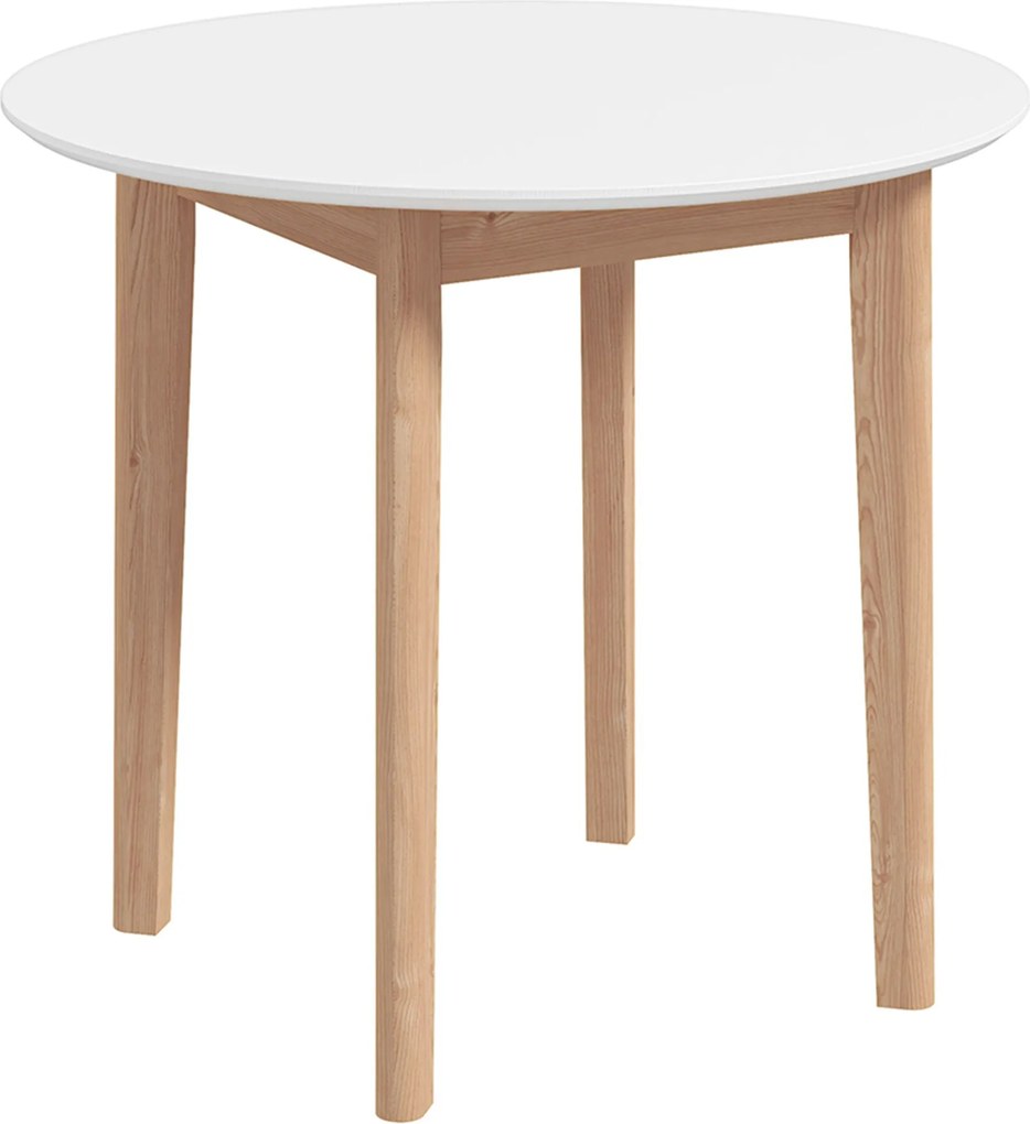 HOMCOM Étkezőasztal, Kerek Konyhai Asztal 2 Férőhellyel, Vidéki Stílusú Étkezőasztal, Nappaliba, Tömbfenyőből, Ø75 x 76 cm, Fehér | Aosom