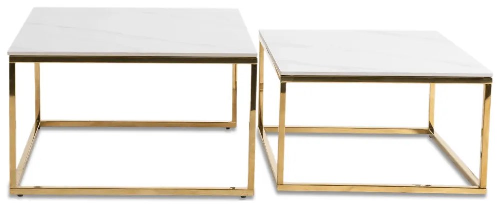 Zestaw Stolików Ceramicznych TENOR Biały márvány/ Złoty