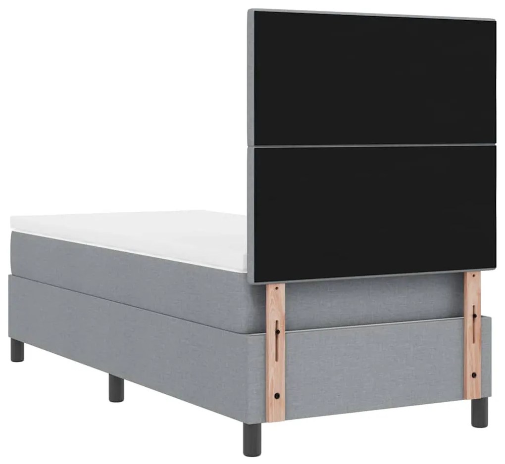 Boxrugós ágy matracmal Világosszürke 100 x 200 cm szövet