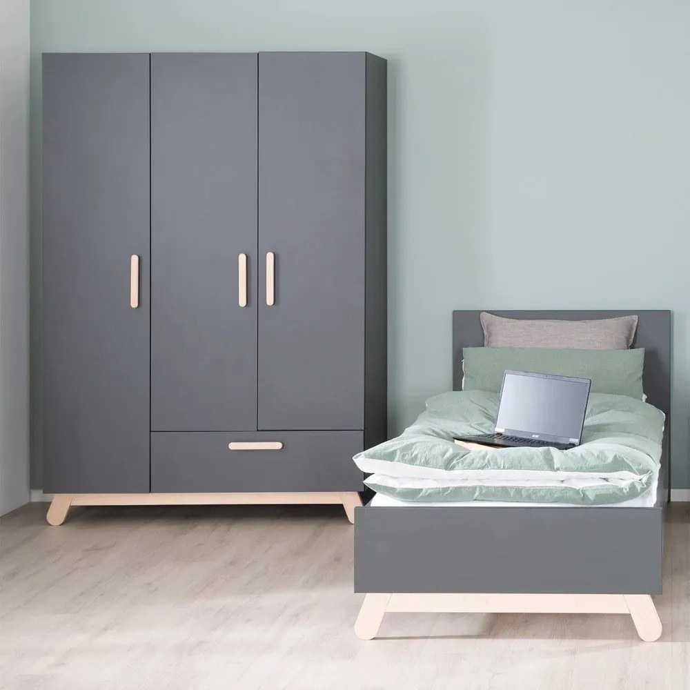 Fekete gyerekágy 90x200 cm Jara – Roba