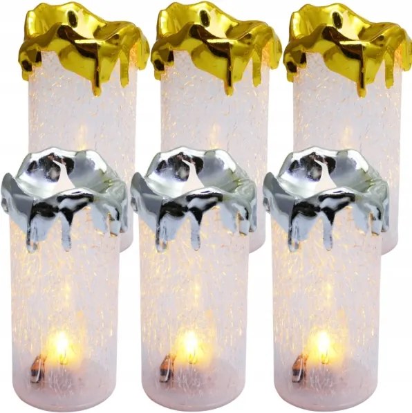 6xLED Mécsestartó Utántöltő Gyertya Mécses Elemek Világító Dekoráció Utántöltő