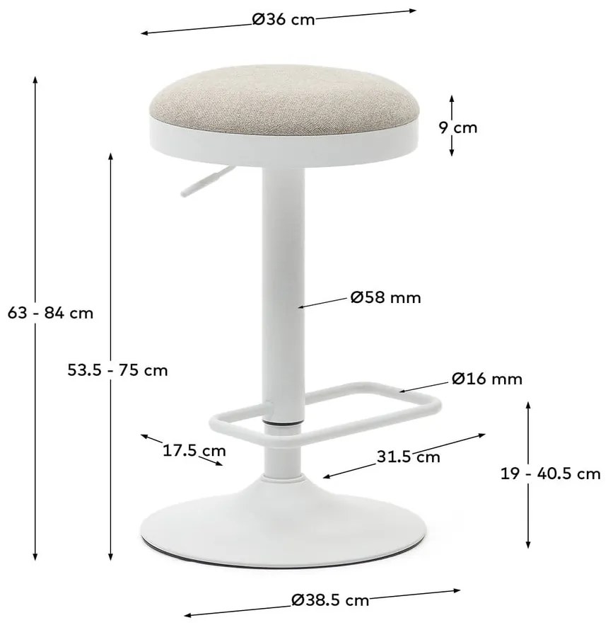 Bézs bárszék szett 2 db-os 58 cm Zaib – Kave Home