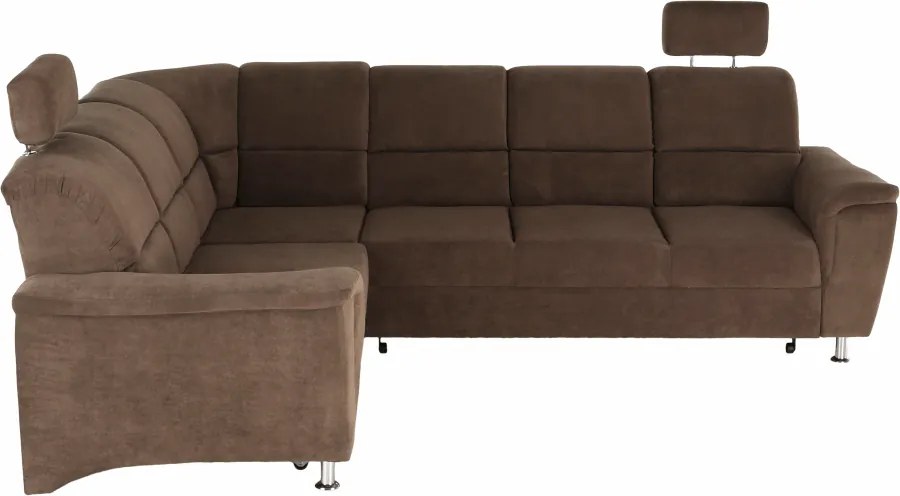 Kinyitható ülőgarnitúra, barna szövet, balos, SANTIAGO