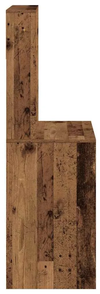 vidaXL antik fa színű szerelt fa íróasztal polcokkal 100x45x140 cm