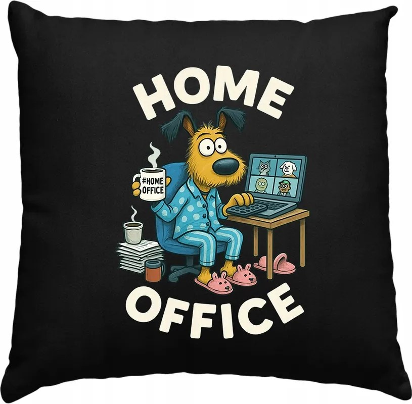 Home Office párna Ajándék dolgozónak Fekete