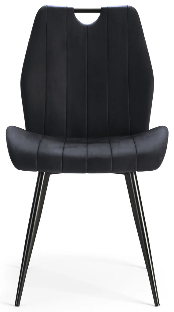 MAZZONI EXPORT ARNO Fekete (Bluvel 19 szövet) - MODERN KÁRPITOZOTT ÉTKEZŐSZÉK NAPPALIBA/ÉTKEZŐBE VELVET FOGANTYÚVAL