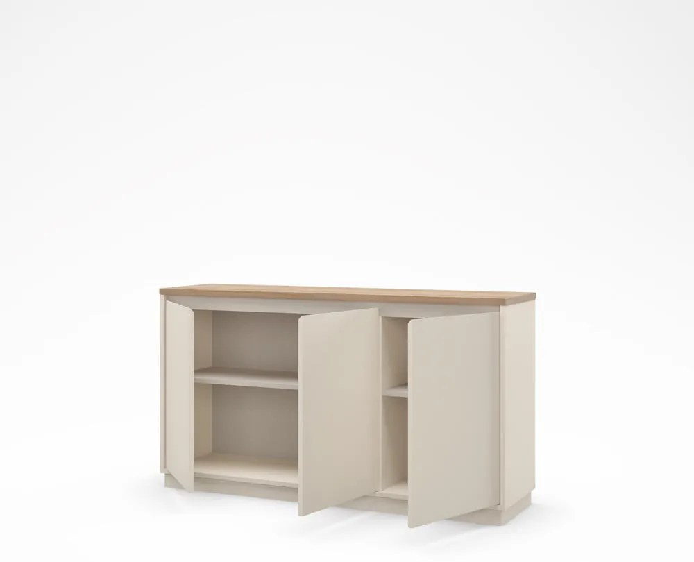 Bézs komód tölgyfa dekorral 152x84x40 cm Loreta – Marckeric