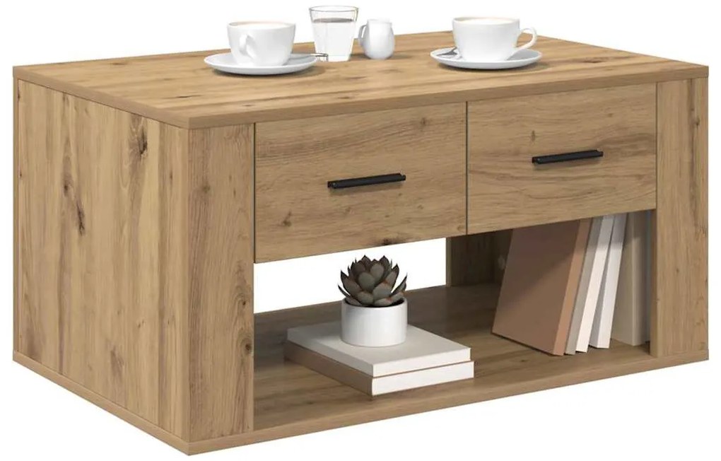 vidaXL Dohányzóasztal fiókkal Artisan tölgy 80 x 50 x 40 cm Faanyag