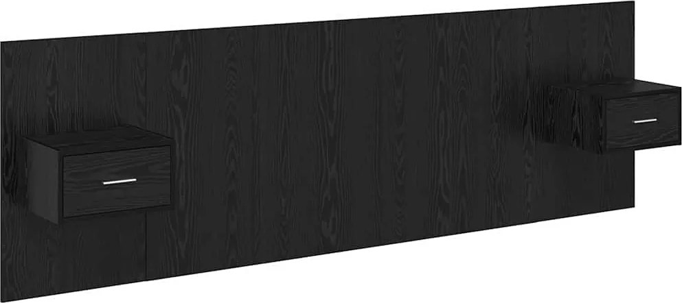 vidaXL Fejtámla Szekrénnyel fiókkal 3 pcs Fekete tölgy Faanyag