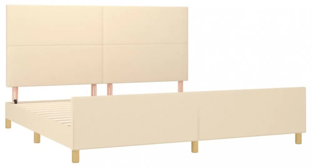 krémszínű szövet ágykeret matrac nélkül 200 x 200 cm