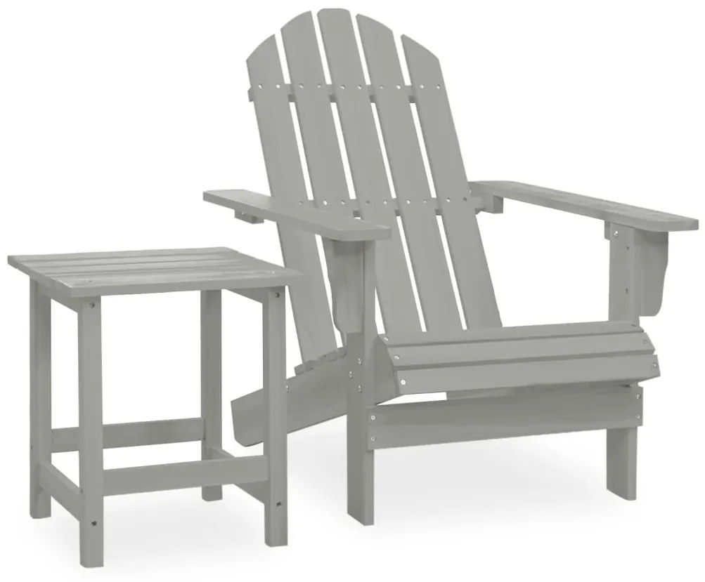 vidaXL szürke tömör fenyőfa kerti adirondack szék asztallal