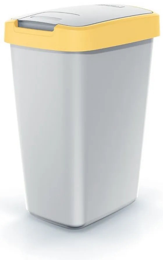 Szemeteskosár színes tetővel, 12 l, sárga / szürke