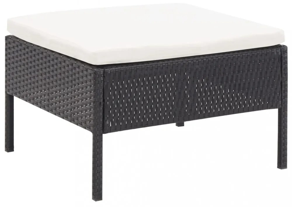 vidaXL 3 részes fekete polyrattan kerti ülőgarnitúra párnákkal