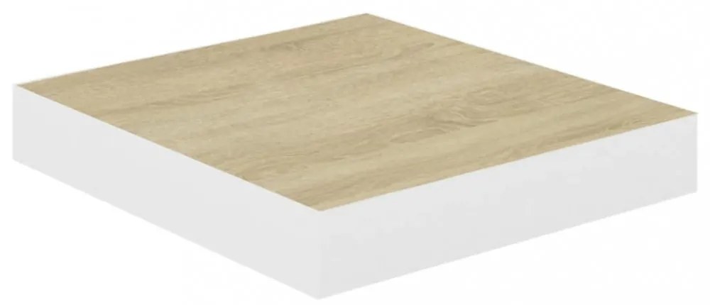 2 db tölgyszínű és fehér MDF lebegő fali polc 23x23,5x3,8 cm
