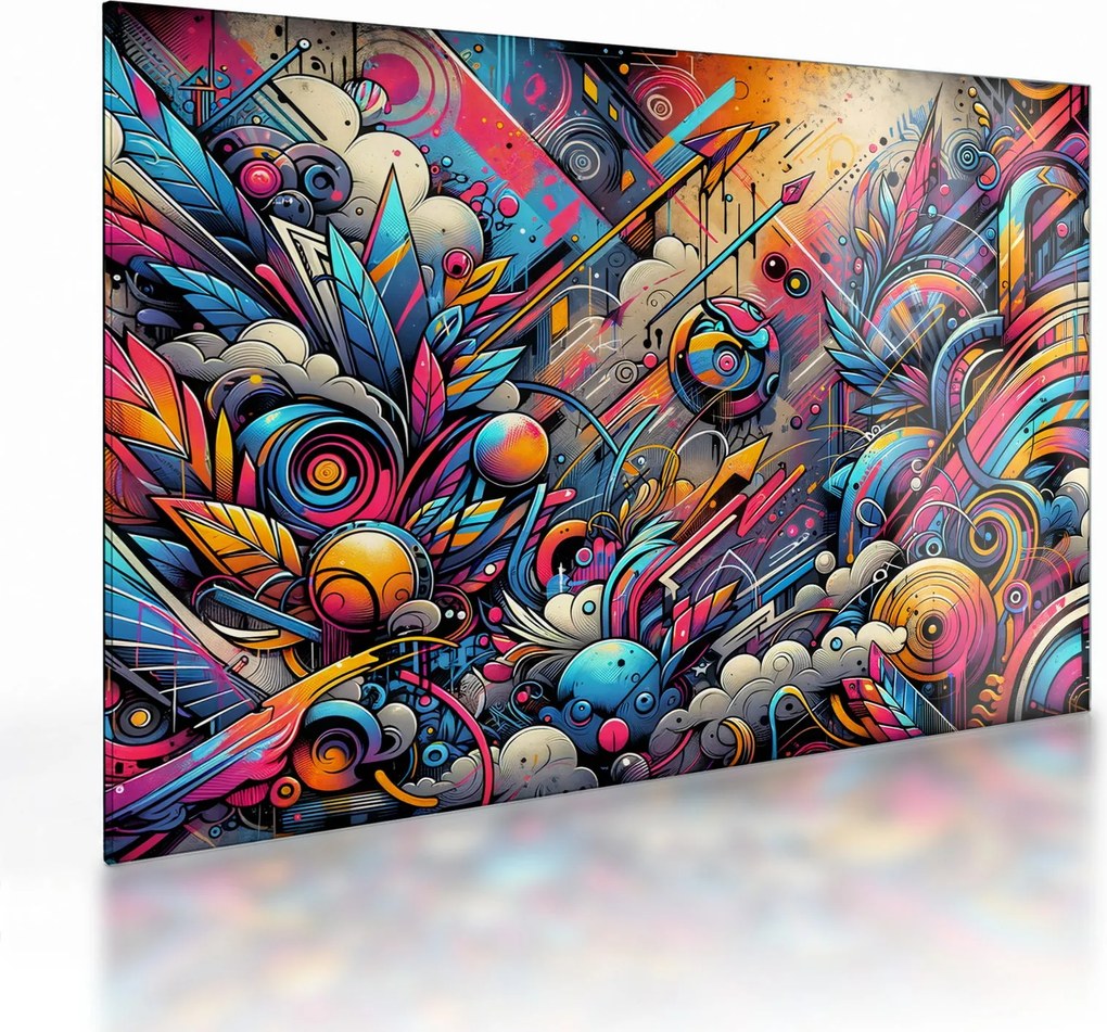 Üveg kép - Színes graffiti (70x50 cm)