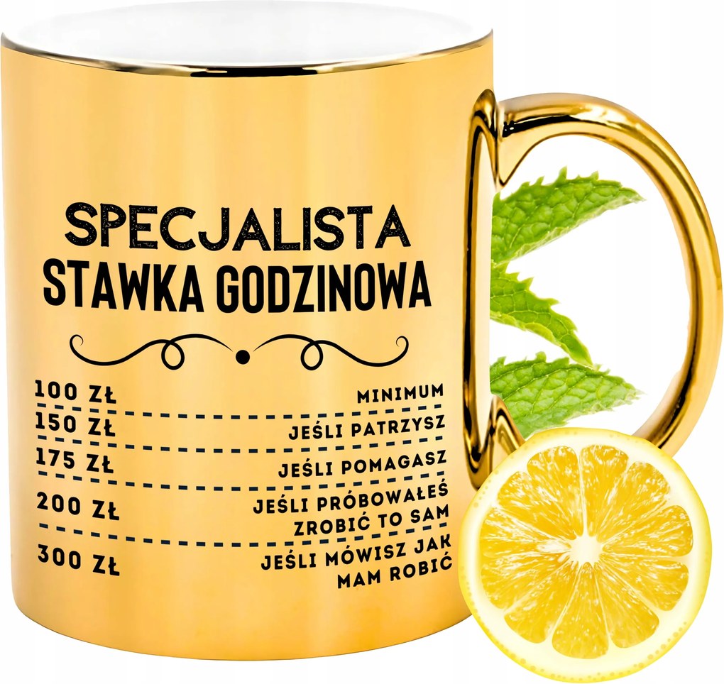 Arany csillogó bögre szakembernek ajándék fényképes nyomtatással