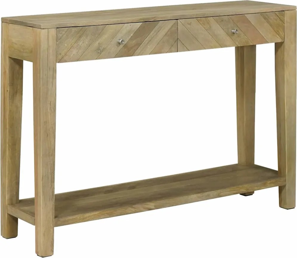 vidaXL Konzolasztal Természetes szürke 110 x 30 x 80 cm Tömör Mangófát
