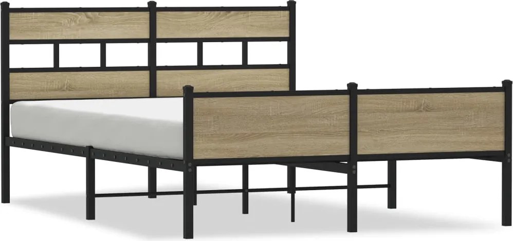 vidaXL sonoma tölgy színű szerelt fa ágykeret matrac nélkül 140x200 cm