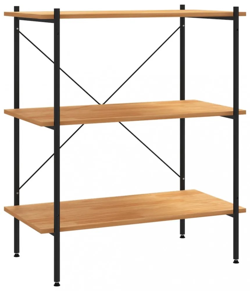 fekete és tölgyfa 3 szintes polcrendszer 80x40x92 cm