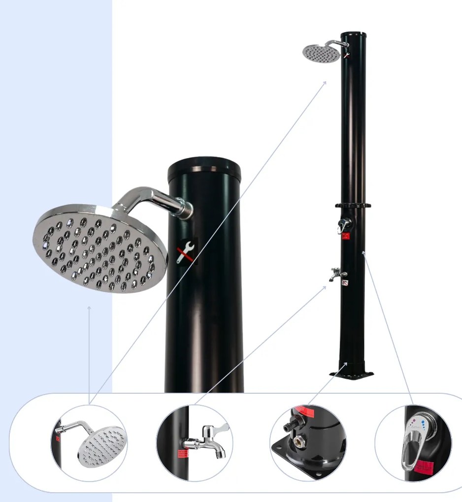 DELFINA napelemes zuhany, 20l, fekete Jurhan