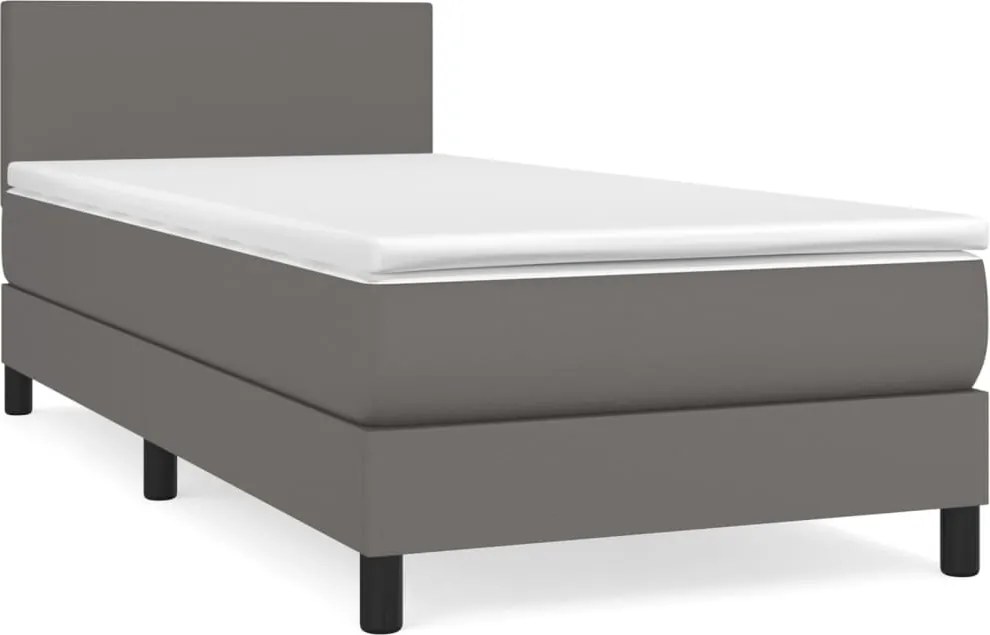 vidaXL szürke műbőr rugós ágy matraccal 80 x 200 cm
