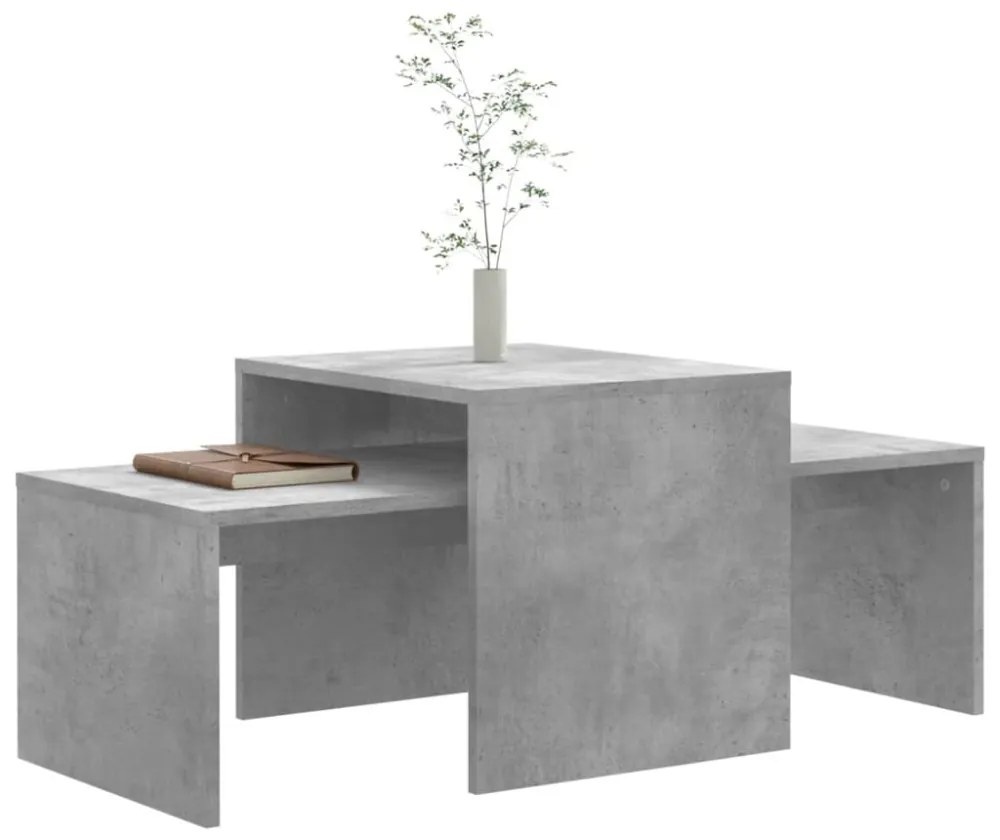 betonszürke szerelt fa dohányzóasztal szett 100 x 48 x 40 cm