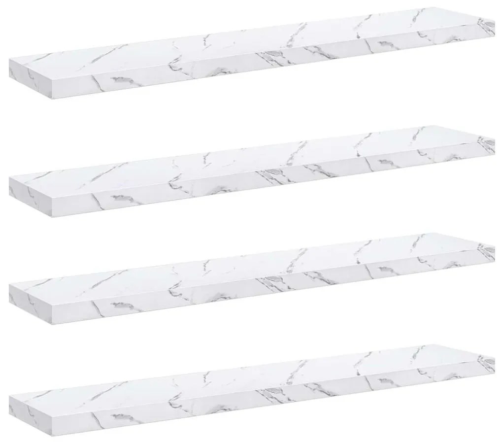 vidaXL Falpolc tárolóval 4 pcs Fehér márvány 120 x 23,5 x 4 cm Faanyag